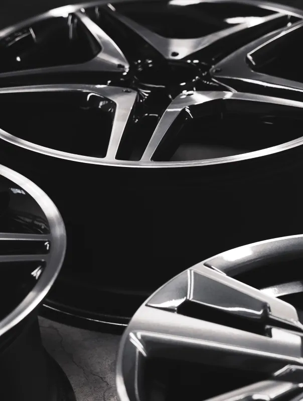 Automotive wheel components staged for distribution