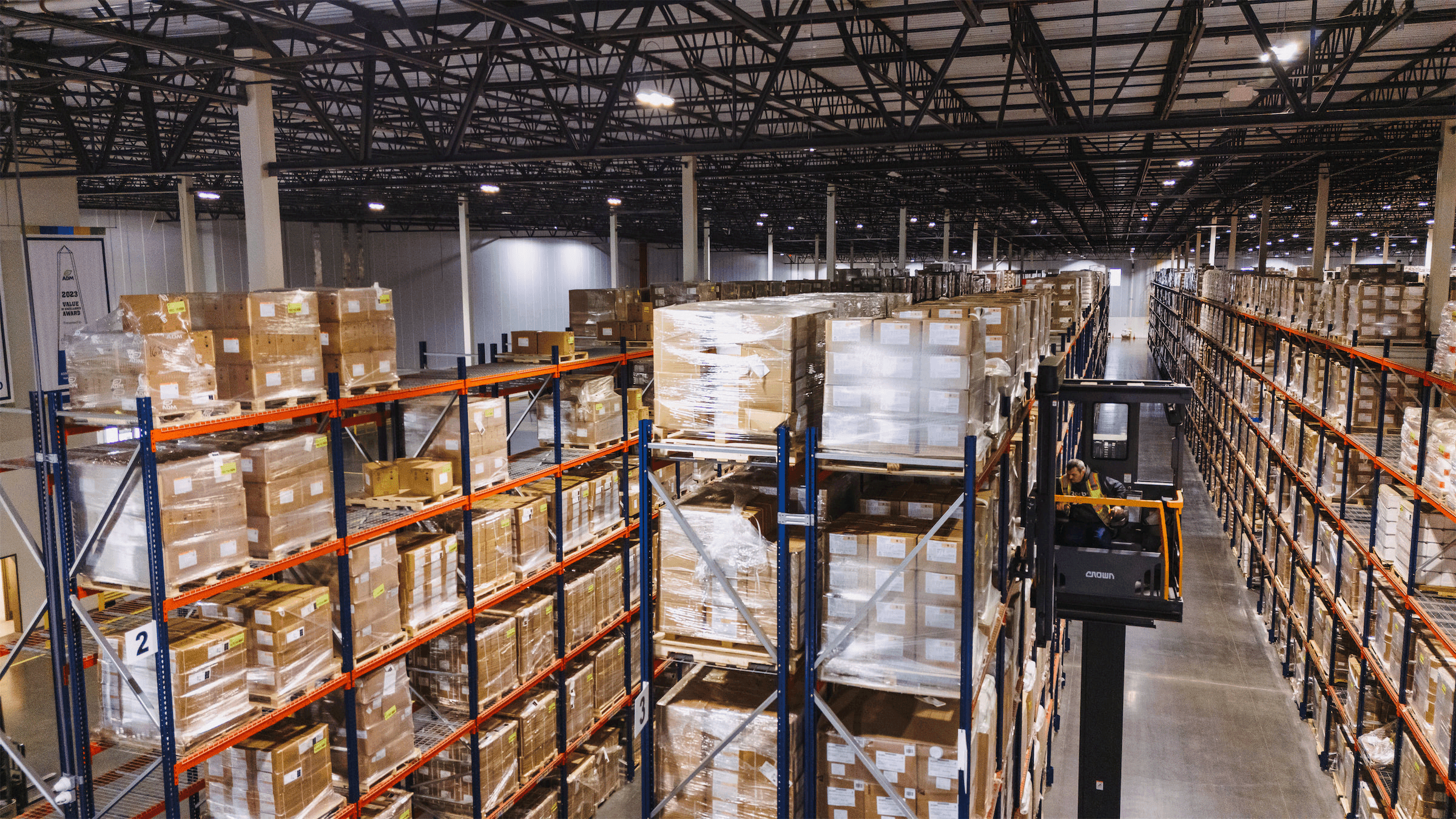Container freight staged for inland destuff and Midwest distribution