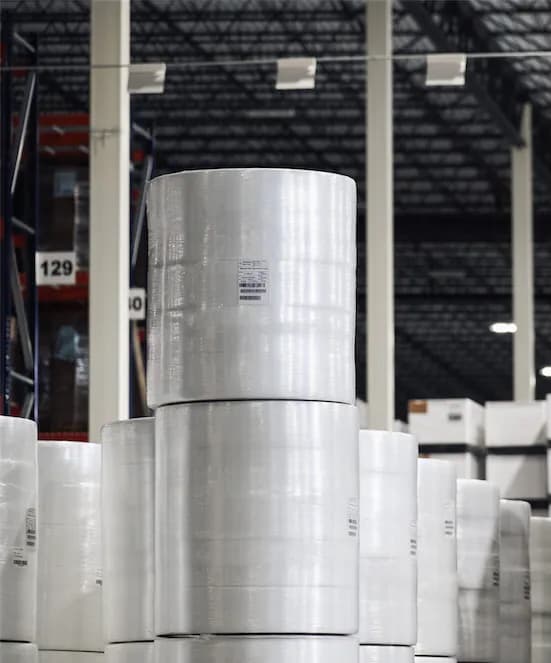 Large white packaging rolls