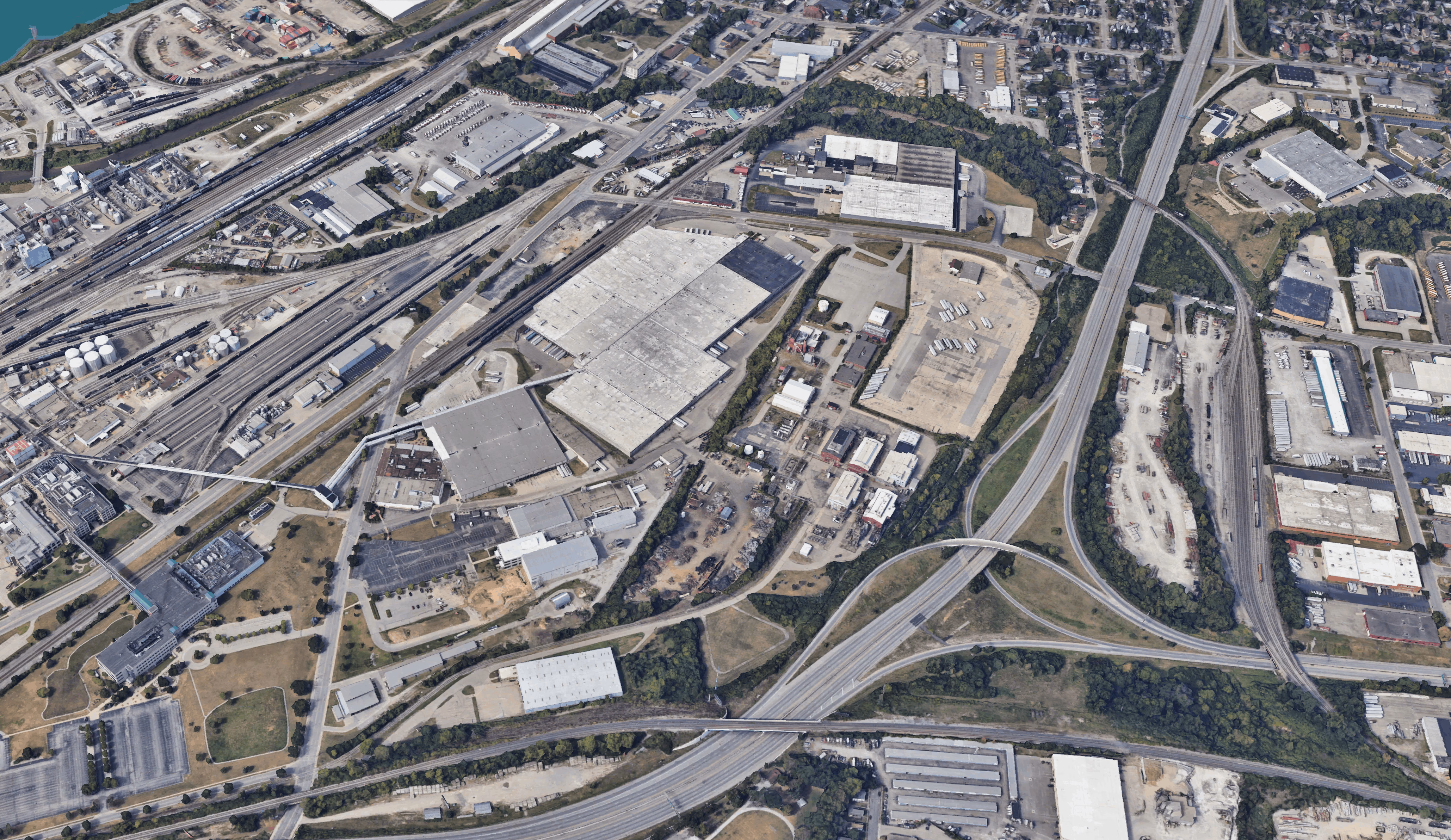Aerial view of Commonwealth's St. Bernard Vine Street facility