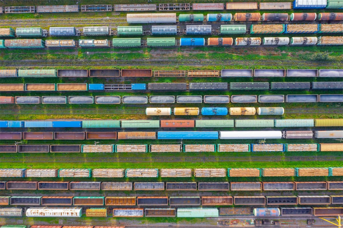 Aerial view of rail yard
